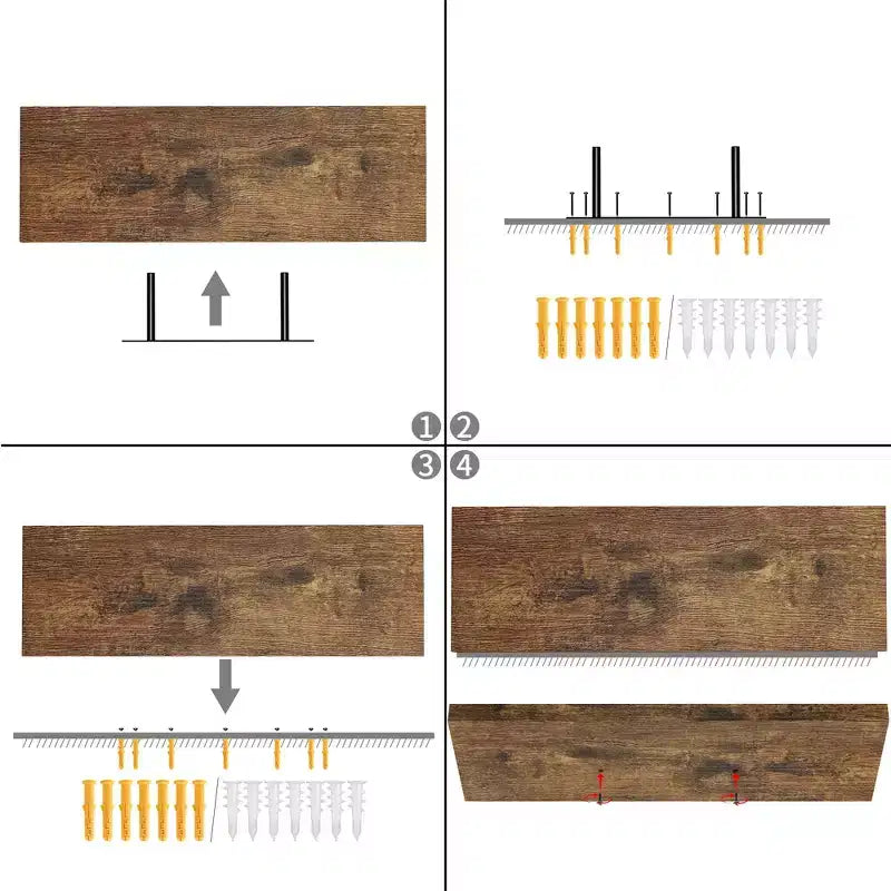 Estantes flotantes de madera para pared FurnitureR, estante decorativo de almacenamiento de pared, repisa de exhibición rústica montada en la pared para dormitorio, juego de 2, marrón