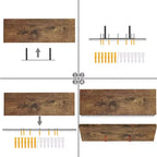 Estantes flotantes de madera para pared FurnitureR, estante decorativo de almacenamiento de pared, repisa de exhibición rústica montada en la pared para dormitorio, juego de 2, marrón