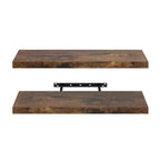 Estantes flotantes de madera para pared FurnitureR, estante decorativo de almacenamiento de pared, repisa de exhibición rústica montada en la pared para dormitorio, juego de 2, marrón