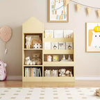 MAYEERTY Estantería de madera para niños, organizador de almacenamiento de juguetes, estantería con múltiples compartimentos y 2 cestas para guardería, sala de juegos, habitación infantil