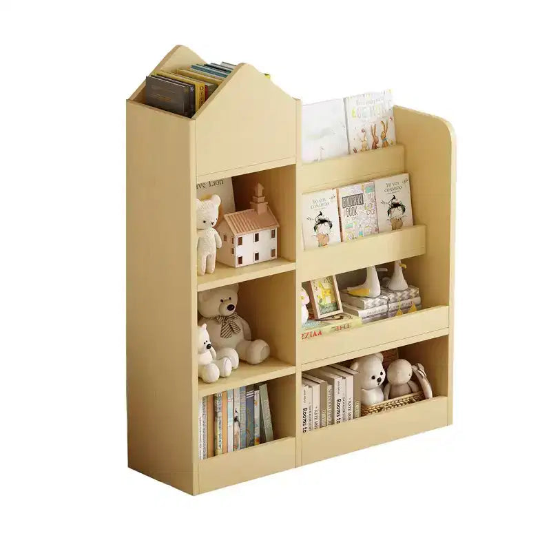 MAYEERTY Estantería de madera para niños, organizador de almacenamiento de juguetes, estantería con múltiples compartimentos y 2 cestas para guardería, sala de juegos, habitación infantil