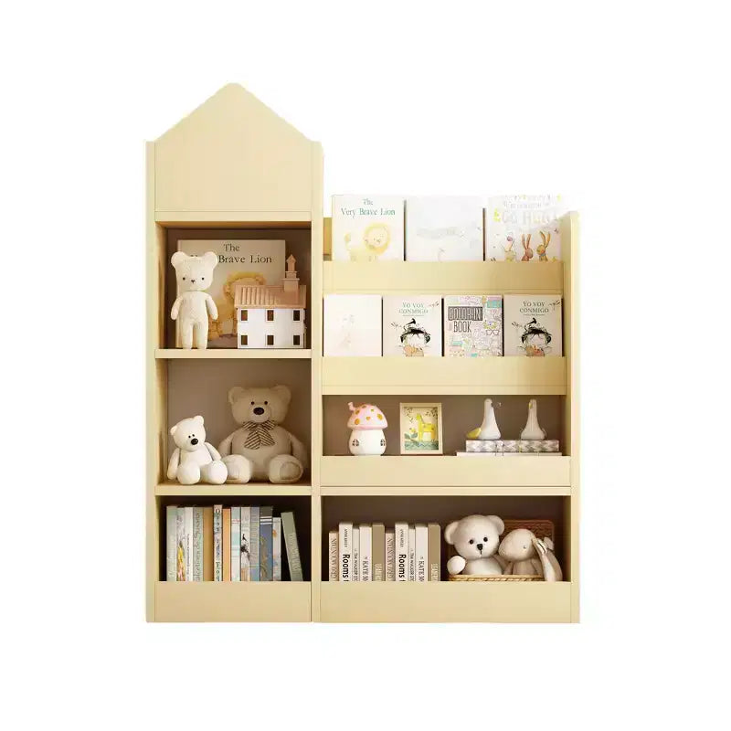 MAYEERTY Estantería de madera para niños, organizador de almacenamiento de juguetes, estantería con múltiples compartimentos y 2 cestas para guardería, sala de juegos, habitación infantil