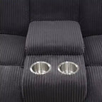 MAYEERTY Sofá Biplaza Reclinable, Reclinable de 2 Plazas de Pana con Almacenamiento y Portavasos para Sala de Estar, Gris Oscuro