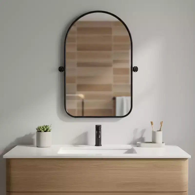 HomeRoots 36 Black Metal Arch Framed Accent Mirror