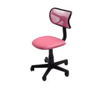 Silla de escritorio FurnituureR de respaldo bajo, silla de estudio de malla sin brazos, giratoria ergonómica, ajustable con ruedas para oficina en casa, dormitorio, estudio, rosa