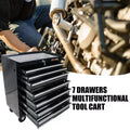 JVNOXK7-Drawer Multi-Function Tool Cart (With Wheels) Features four swivel casters, two with parking brakes - Black