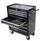 JVNOXK7-Drawer Multi-Function Tool Cart (With Wheels) Features four swivel casters, two with parking brakes - Black