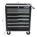 JVNOXK7-Drawer Multi-Function Tool Cart (With Wheels) Features four swivel casters, two with parking brakes - Black