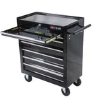 JVNOXK7-Drawer Multi-Function Tool Cart (With Wheels) Features four swivel casters, two with parking brakes - Black