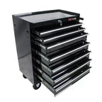 JVNOXK7-Drawer Multi-Function Tool Cart (With Wheels) Features four swivel casters, two with parking brakes - Black