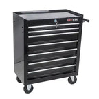 JVNOXK7-Drawer Multi-Function Tool Cart (With Wheels) Features four swivel casters, two with parking brakes - Black