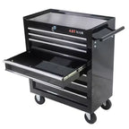 JVNOXK7-Drawer Multi-Function Tool Cart (With Wheels) Features four swivel casters, two with parking brakes - Black