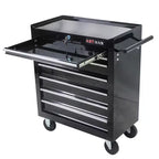 JVNOXK7-Drawer Multi-Function Tool Cart (With Wheels) Features four swivel casters, two with parking brakes - Black