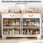 57 in Modern Farmhouse Sideboard Buffet Cabinet with 2 Drawers & Adjustable Shelves, Large Kitchen Storage Cabinet, Coffee Bar Organizer