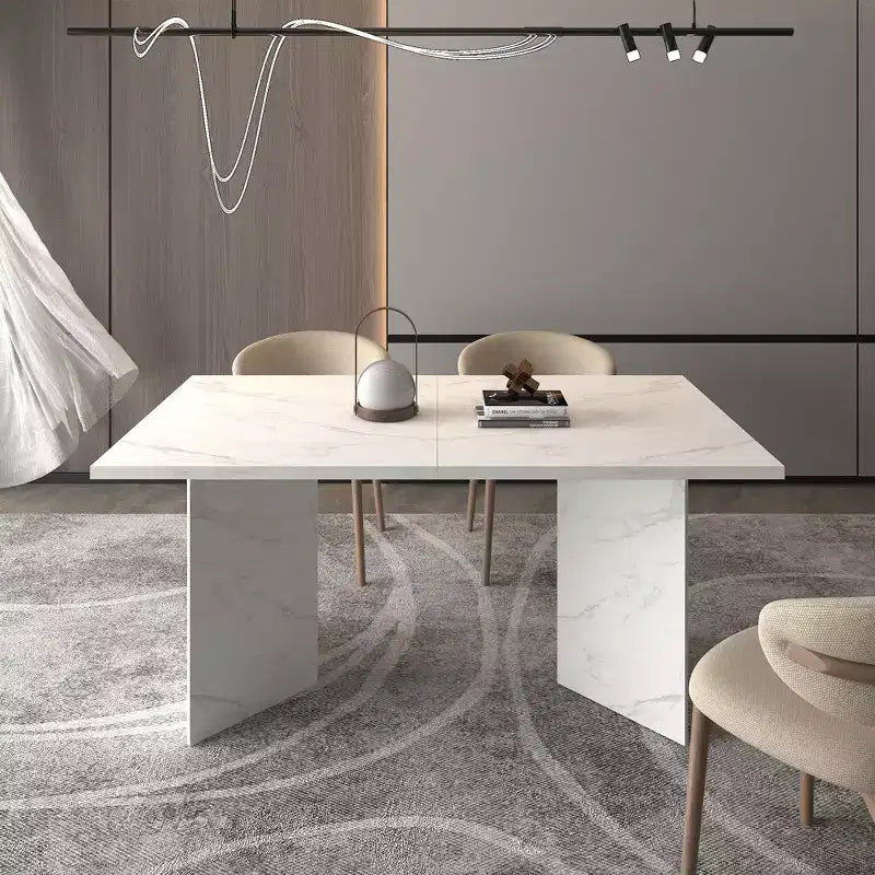 Okak 78.7IN Mesa de comedor extensible moderna para 6-10 personas, mesa plegable rectangular, mesa de comedor para cocina, comedor, blanco