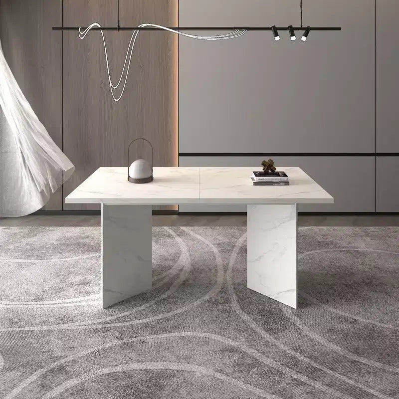Okak 78.7IN Mesa de comedor extensible moderna para 6-10 personas, mesa plegable rectangular, mesa de comedor para cocina, comedor, blanco