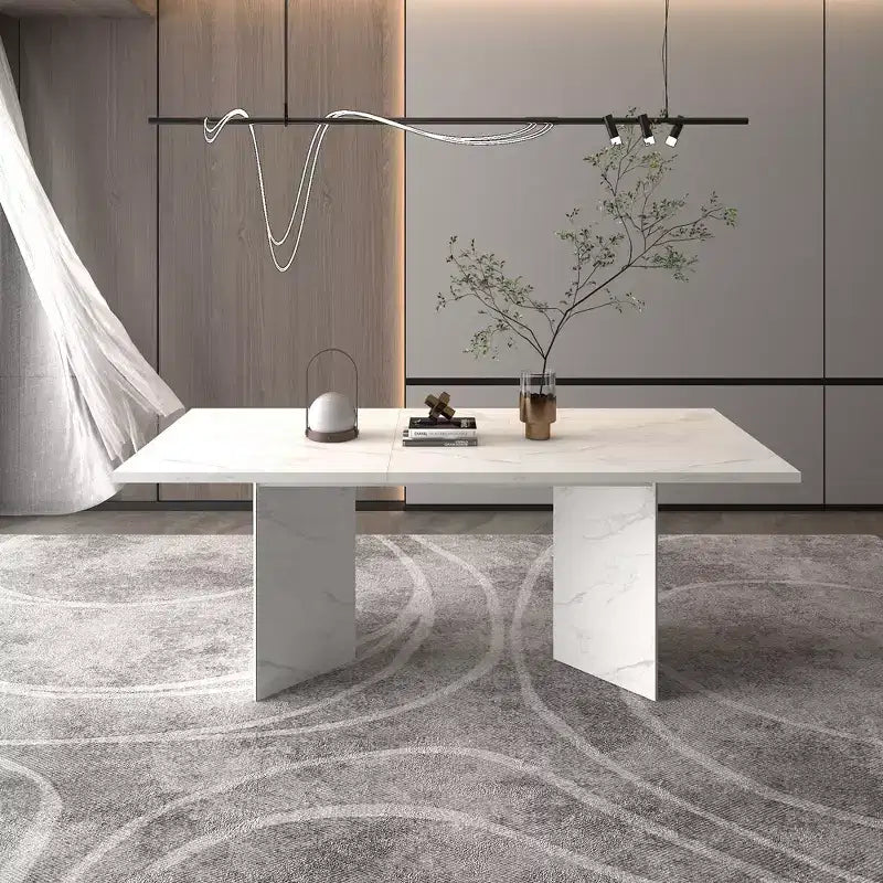 Okak 78.7IN Mesa de comedor extensible moderna para 6-10 personas, mesa plegable rectangular, mesa de comedor para cocina, comedor, blanco