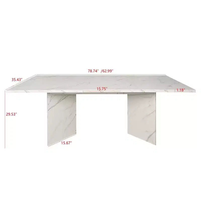 Okak 78.7IN Mesa de comedor extensible moderna para 6-10 personas, mesa plegable rectangular, mesa de comedor para cocina, comedor, blanco