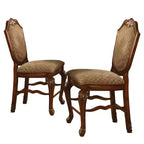 HomeRoots Set of Two 24 Beige and Brown Fabric and Solid Wood Counter Height Bar Chairs