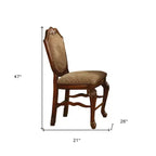 HomeRoots Set of Two 24 Beige and Brown Fabric and Solid Wood Counter Height Bar Chairs