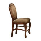 HomeRoots Set of Two 24 Beige and Brown Fabric and Solid Wood Counter Height Bar Chairs