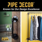 Pipe Decor 36 in. Wall Mounted Clothing Rack with Wood Shelf, Boulder Black