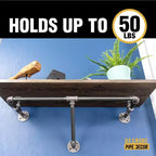 Pipe Decor 36 in. Wall Mounted Clothing Rack with Wood Shelf, Boulder Black