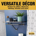 Pipe Decor 36 in. Wall Mounted Clothing Rack with Wood Shelf, Boulder Black