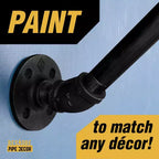 Pipe Decor 36 in. Wall Mounted Clothing Rack with Wood Shelf, Boulder Black