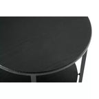 Mesa auxiliar redonda Homy Casa de 2 niveles con estructura metálica y estantes de madera, roble negro