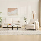 COZONY Sillón Moderno con Tela de Lino, Sillón Tapizado con Patas de Madera, Sillón Cómodo para Sala de Estar, Dormitorio, Sala de Lectura, Oficina