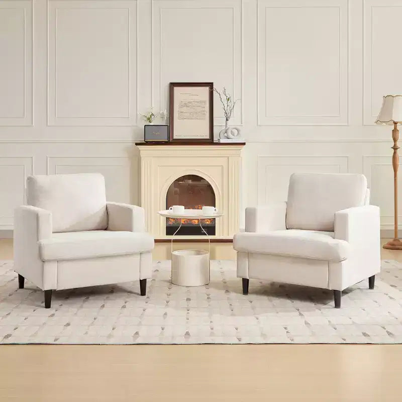 COZONY Sillón Moderno con Tela de Lino, Sillón Tapizado con Patas de Madera, Sillón Cómodo para Sala de Estar, Dormitorio, Sala de Lectura, Oficina
