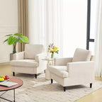 COZONY Sillón Moderno con Tela de Lino, Sillón Tapizado con Patas de Madera, Sillón Cómodo para Sala de Estar, Dormitorio, Sala de Lectura, Oficina
