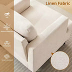 COZONY Sillón Moderno con Tela de Lino, Sillón Tapizado con Patas de Madera, Sillón Cómodo para Sala de Estar, Dormitorio, Sala de Lectura, Oficina