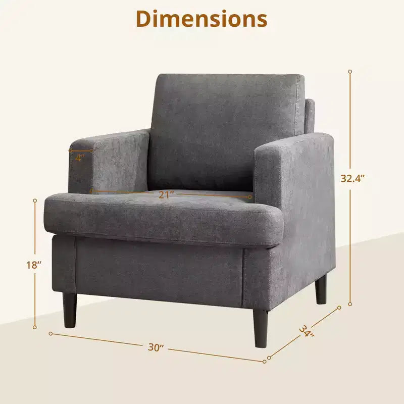 COZONY Sillón Moderno con Tela de Lino, Sillón Tapizado con Patas de Madera, Sillón Cómodo para Sala de Estar, Dormitorio, Sala de Lectura, Oficina