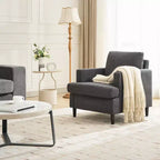 COZONY Sillón Moderno con Tela de Lino, Sillón Tapizado con Patas de Madera, Sillón Cómodo para Sala de Estar, Dormitorio, Sala de Lectura, Oficina