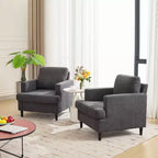 COZONY Sillón Moderno con Tela de Lino, Sillón Tapizado con Patas de Madera, Sillón Cómodo para Sala de Estar, Dormitorio, Sala de Lectura, Oficina
