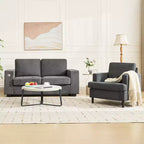 COZONY Sillón Moderno con Tela de Lino, Sillón Tapizado con Patas de Madera, Sillón Cómodo para Sala de Estar, Dormitorio, Sala de Lectura, Oficina