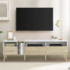 Bestier Modern TV with 3 Drawers and Open Shelves, Media Console Table for TVs up to 80'', Entertainment Center for Living Room, Color-Matching Design