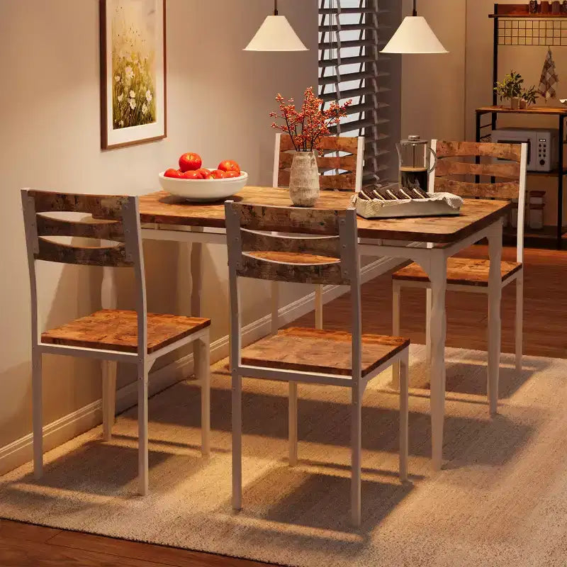 Juego de mesa de comedor de 5 piezas, juego de mesa y sillas de comedor para 4, juego de mesa de cocina para comedor, cocina, apartamento