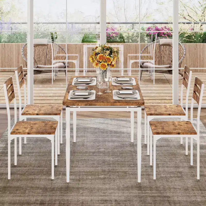 Juego de mesa de comedor de 5 piezas, juego de mesa y sillas de comedor para 4, juego de mesa de cocina para comedor, cocina, apartamento
