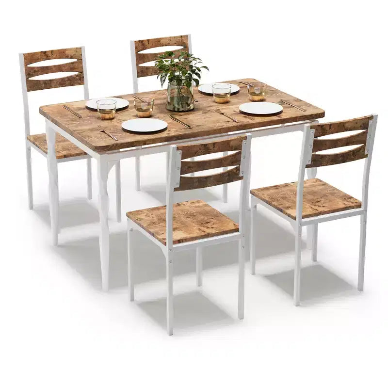 Juego de mesa de comedor de 5 piezas, juego de mesa y sillas de comedor para 4, juego de mesa de cocina para comedor, cocina, apartamento