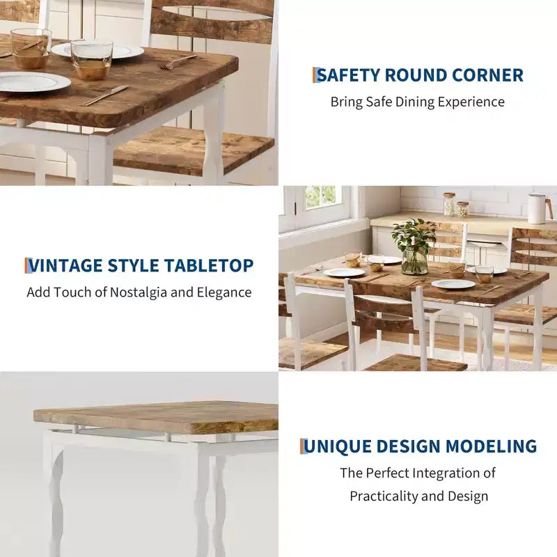 Juego de mesa de comedor de 5 piezas, juego de mesa y sillas de comedor para 4, juego de mesa de cocina para comedor, cocina, apartamento