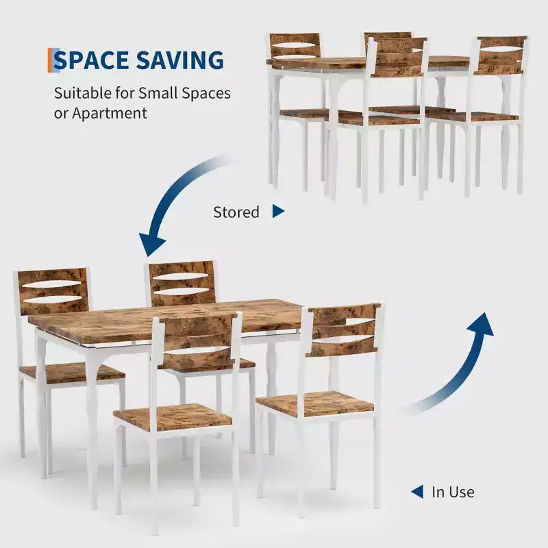 Juego de mesa de comedor de 5 piezas, juego de mesa y sillas de comedor para 4, juego de mesa de cocina para comedor, cocina, apartamento