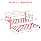 Base de cama doble con plataforma de metal resistente, base para colchón con listones, sofá cama con cabecero para dormitorio, sala de estar y habitación de invitados