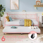 Base de cama doble con plataforma de metal resistente, base para colchón con listones, sofá cama con cabecero para dormitorio, sala de estar y habitación de invitados
