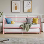 Base de cama doble con plataforma de metal resistente, base para colchón con listones, sofá cama con cabecero para dormitorio, sala de estar y habitación de invitados