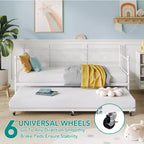 Base de cama doble con plataforma de metal resistente, base para colchón con listones, sofá cama con cabecero para dormitorio, sala de estar y habitación de invitados