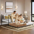 Base de cama doble con plataforma de metal resistente, base para colchón con listones, sofá cama con cabecero para dormitorio, sala de estar y habitación de invitados