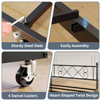 Base de cama doble con plataforma de metal resistente, base para colchón con listones, sofá cama con cabecero para dormitorio, sala de estar y habitación de invitados